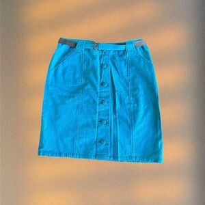 Proenza Schouler Turquoise Button-Front Mini Skirt